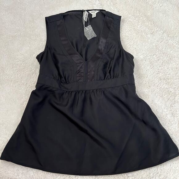 Old Navy Tops - Old Navy Sz S 100% Silk Black Y2k Going Out Top Peplum Preppy Grunge Whimsigoth